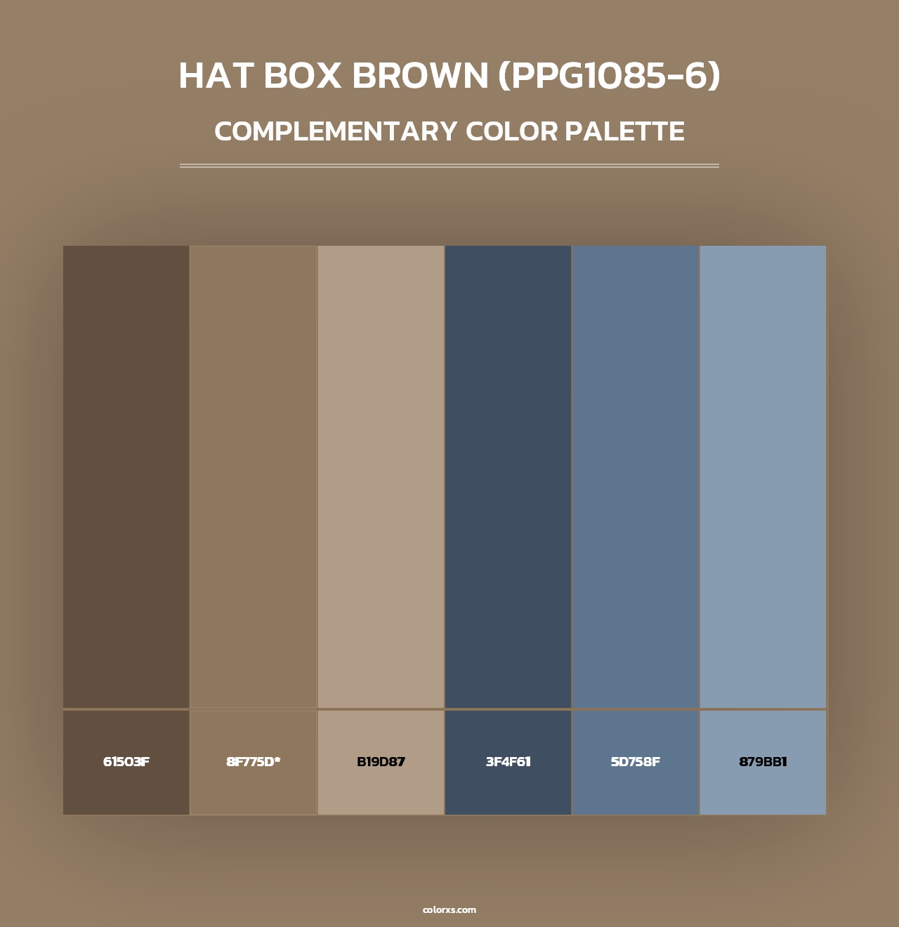 Hat Box Brown (PPG1085-6) - Complementary Color Palette