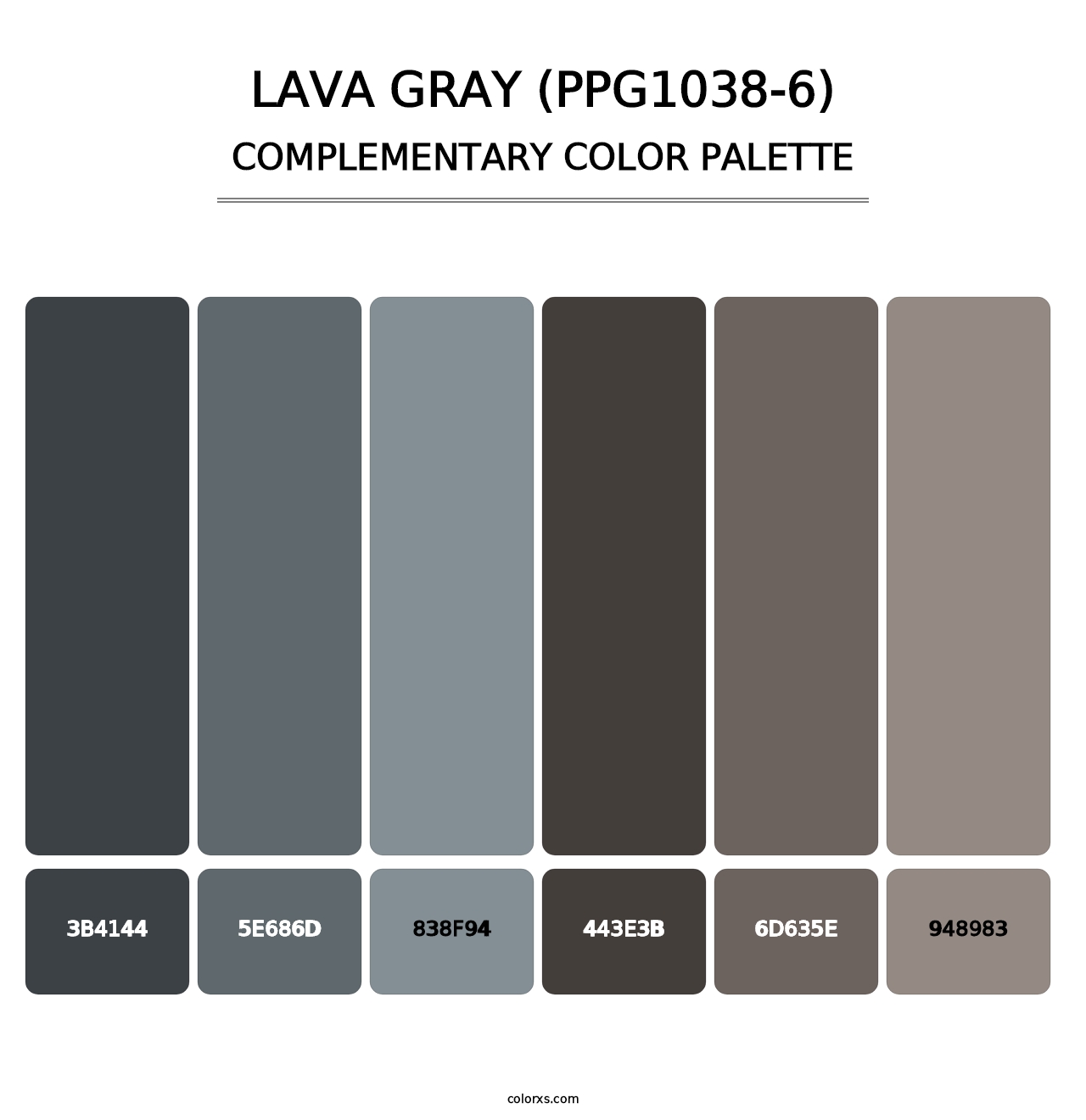 Lava Gray (PPG1038-6) - Complementary Color Palette