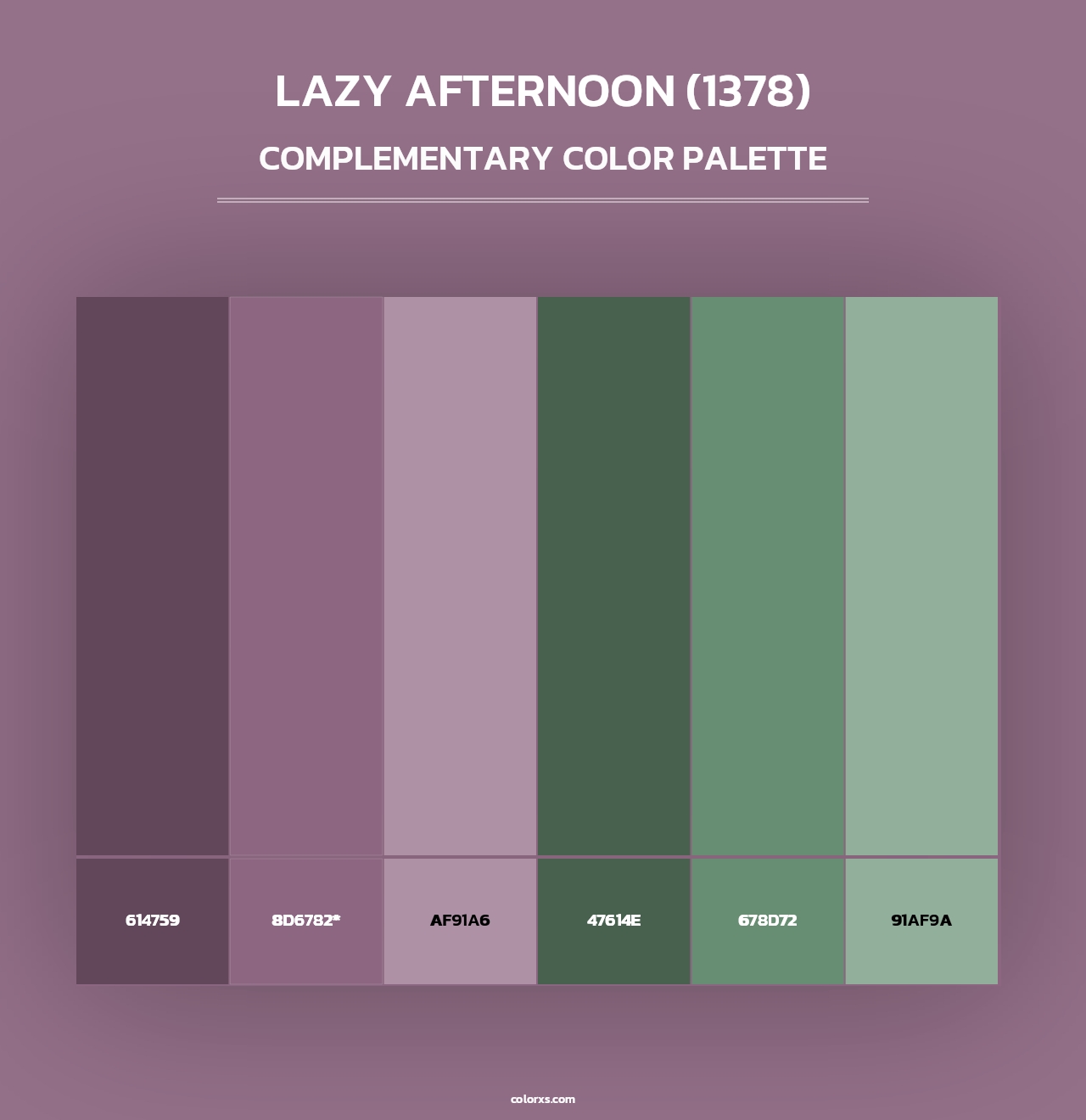 Lazy Afternoon (1378) - Complementary Color Palette