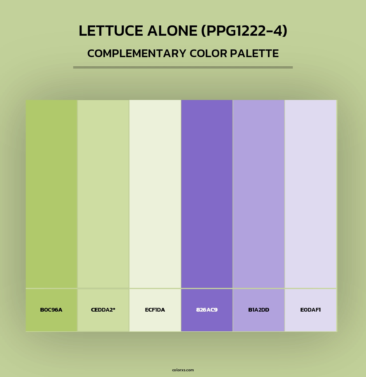 Lettuce Alone (PPG1222-4) - Complementary Color Palette