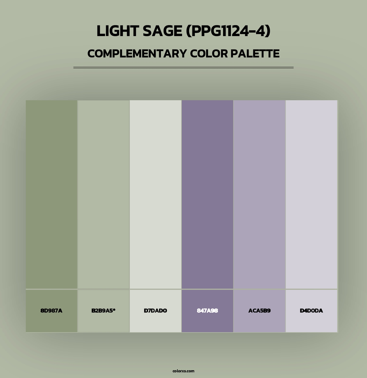 Light Sage (PPG1124-4) - Complementary Color Palette