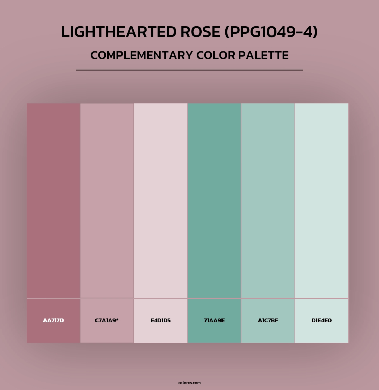 Lighthearted Rose (PPG1049-4) - Complementary Color Palette