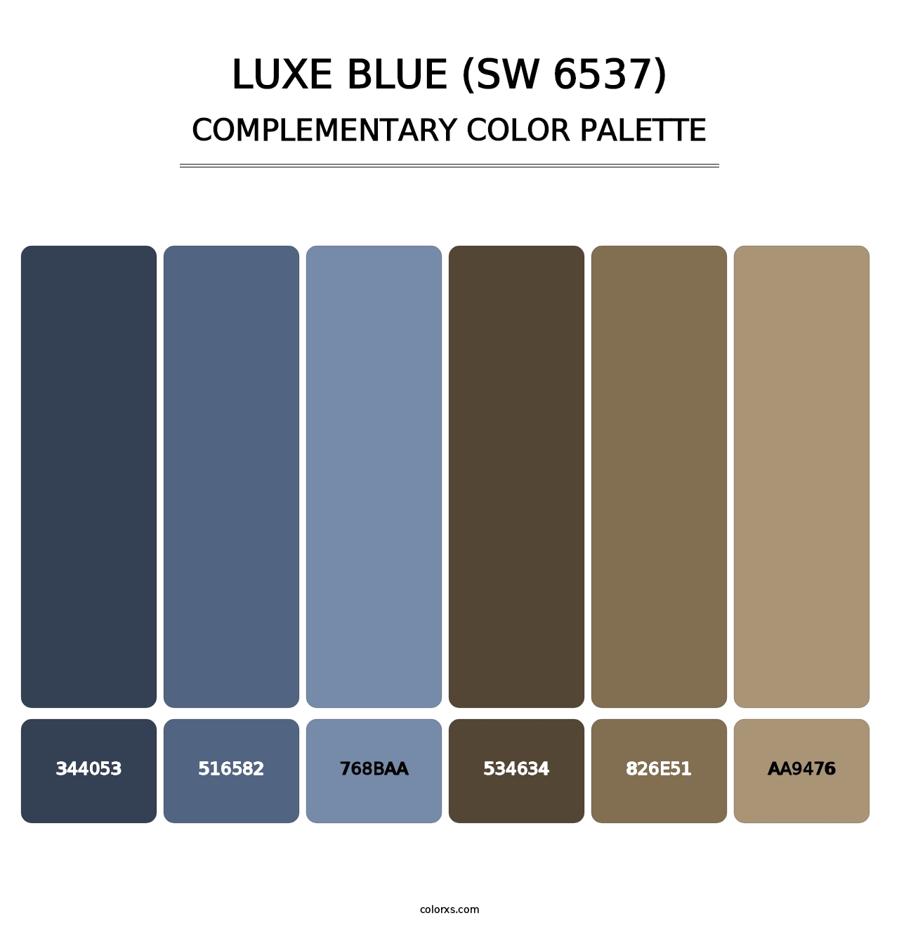 Luxe Blue (SW 6537) - Complementary Color Palette