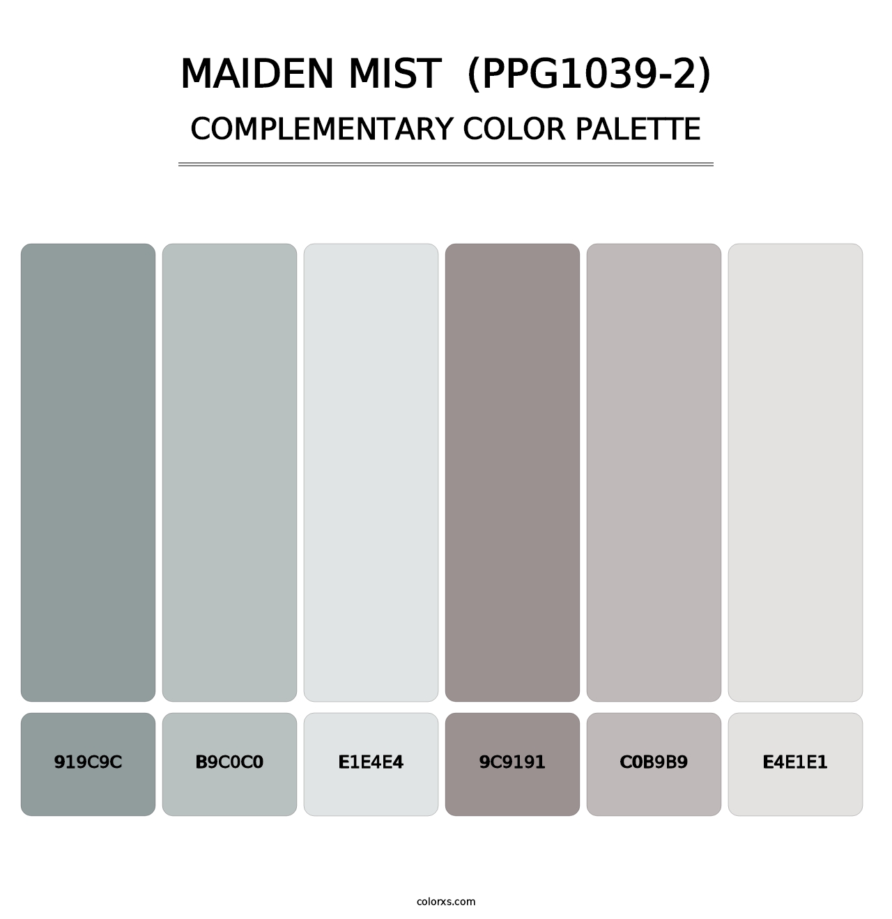 Maiden Mist  (PPG1039-2) - Complementary Color Palette
