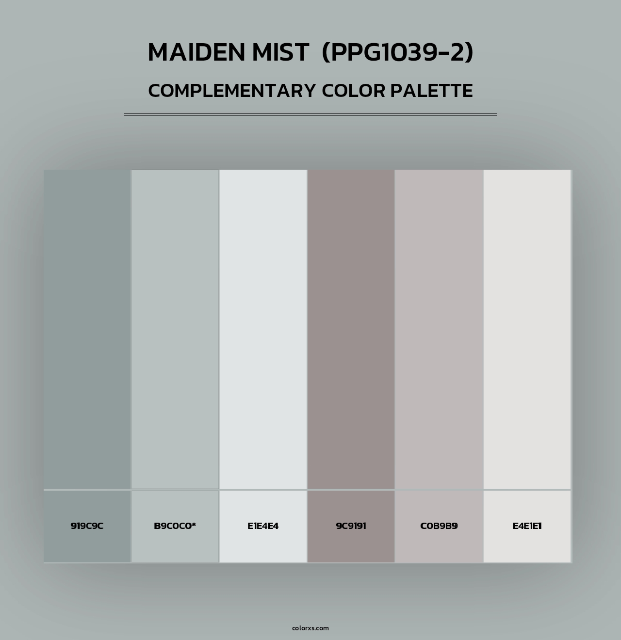 Maiden Mist  (PPG1039-2) - Complementary Color Palette