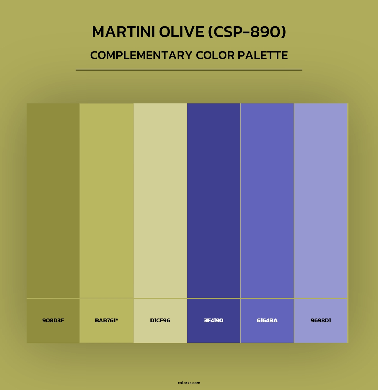 Martini Olive (CSP-890) - Complementary Color Palette