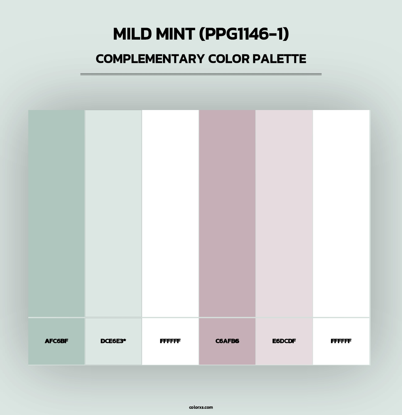 Mild Mint (PPG1146-1) - Complementary Color Palette