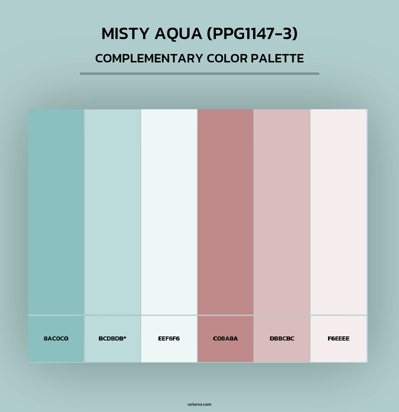 Misty Aqua (PPG1147-3) - Complementary Color Palette