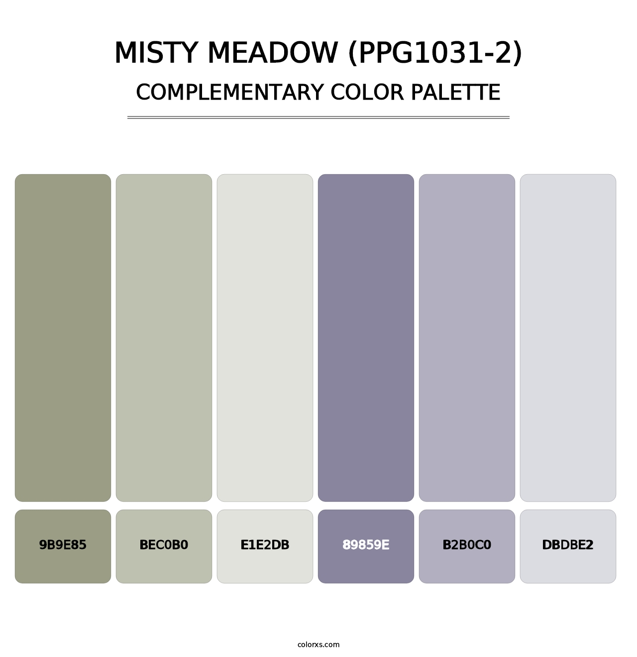 Misty Meadow (PPG1031-2) - Complementary Color Palette