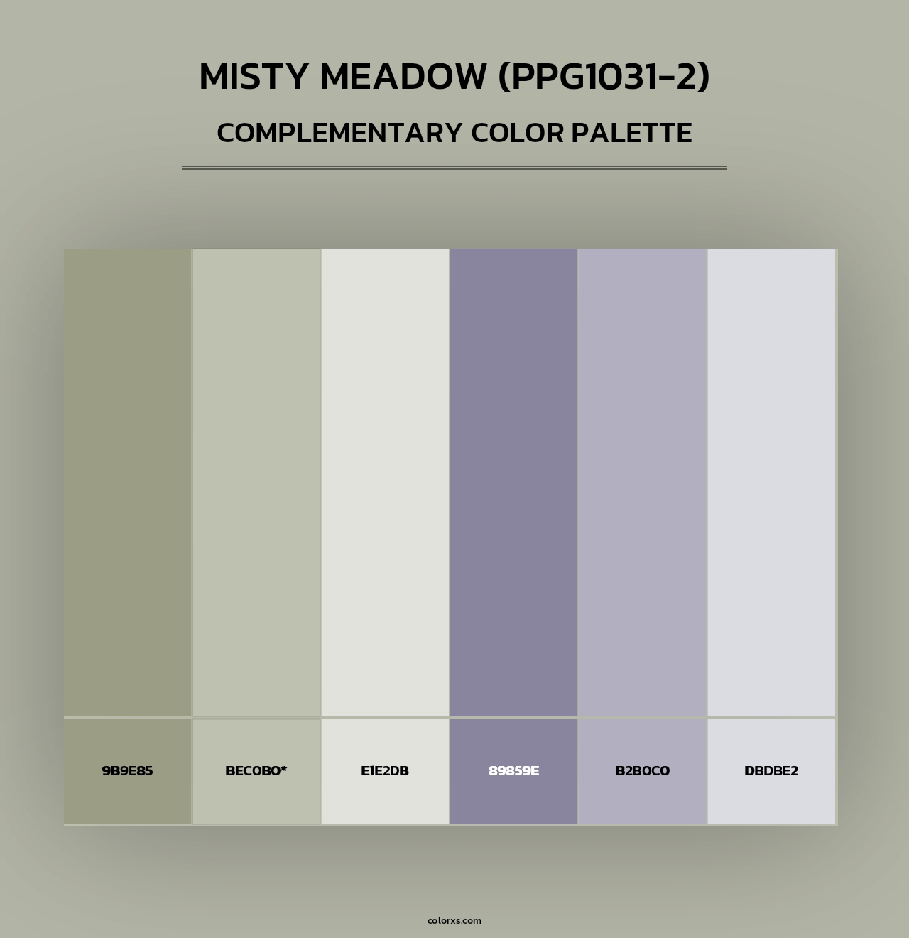Misty Meadow (PPG1031-2) - Complementary Color Palette