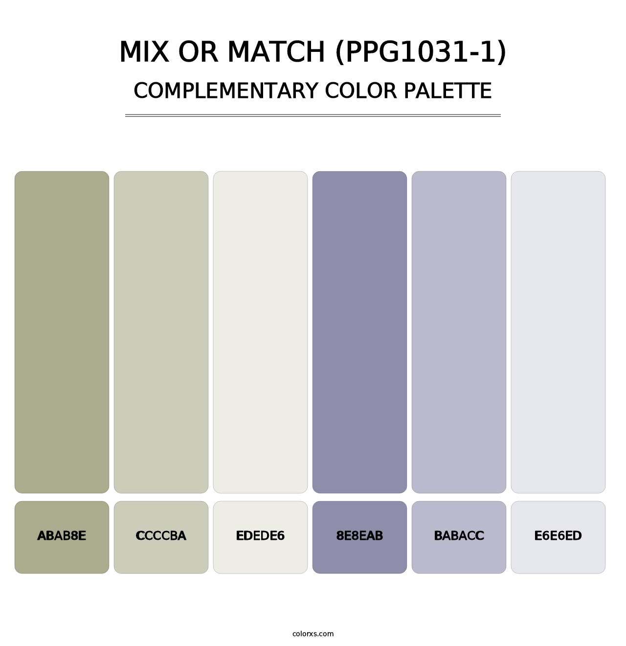 Mix Or Match (PPG1031-1) - Complementary Color Palette