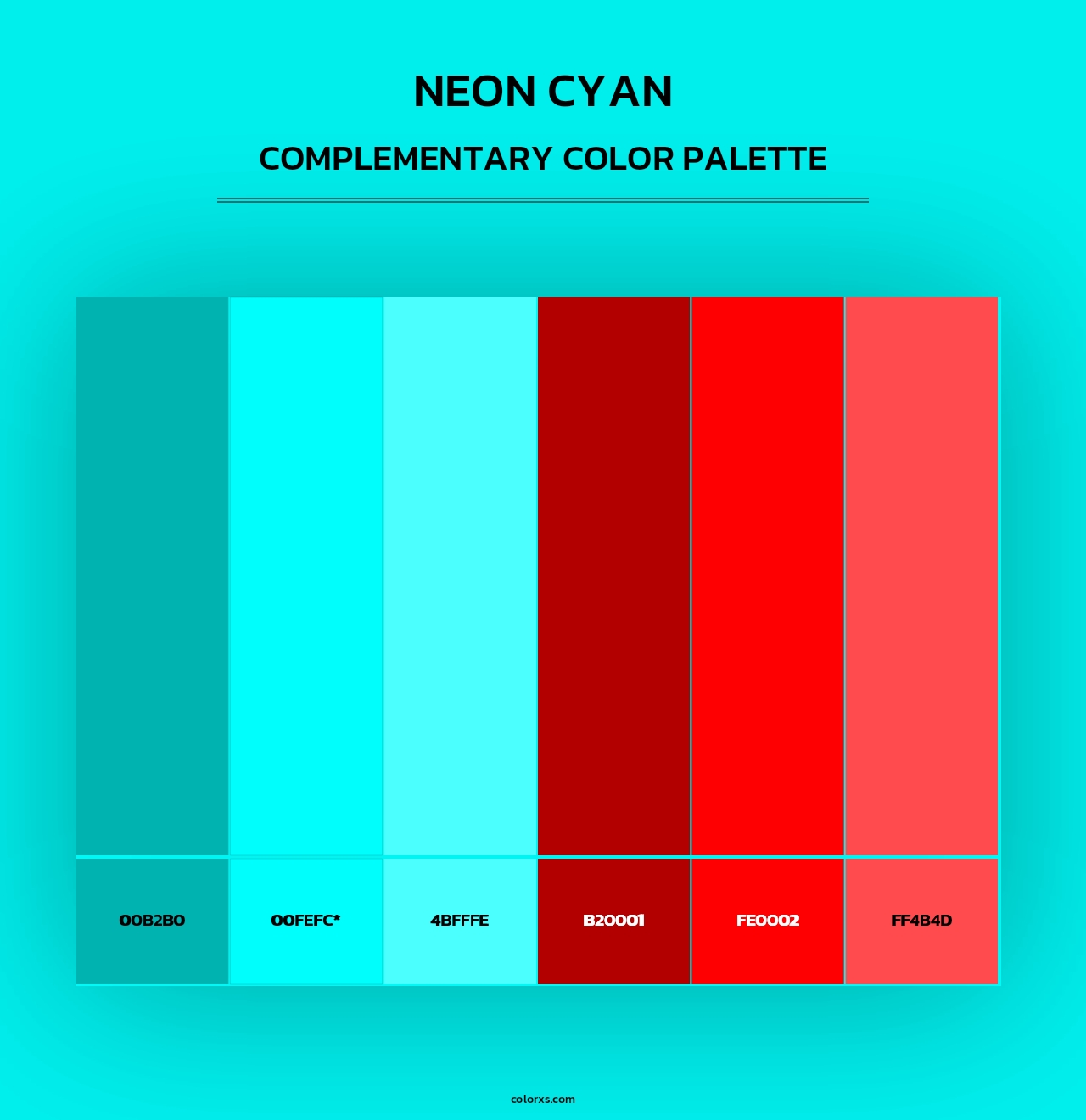 Neon Cyan - Complementary Color Palette