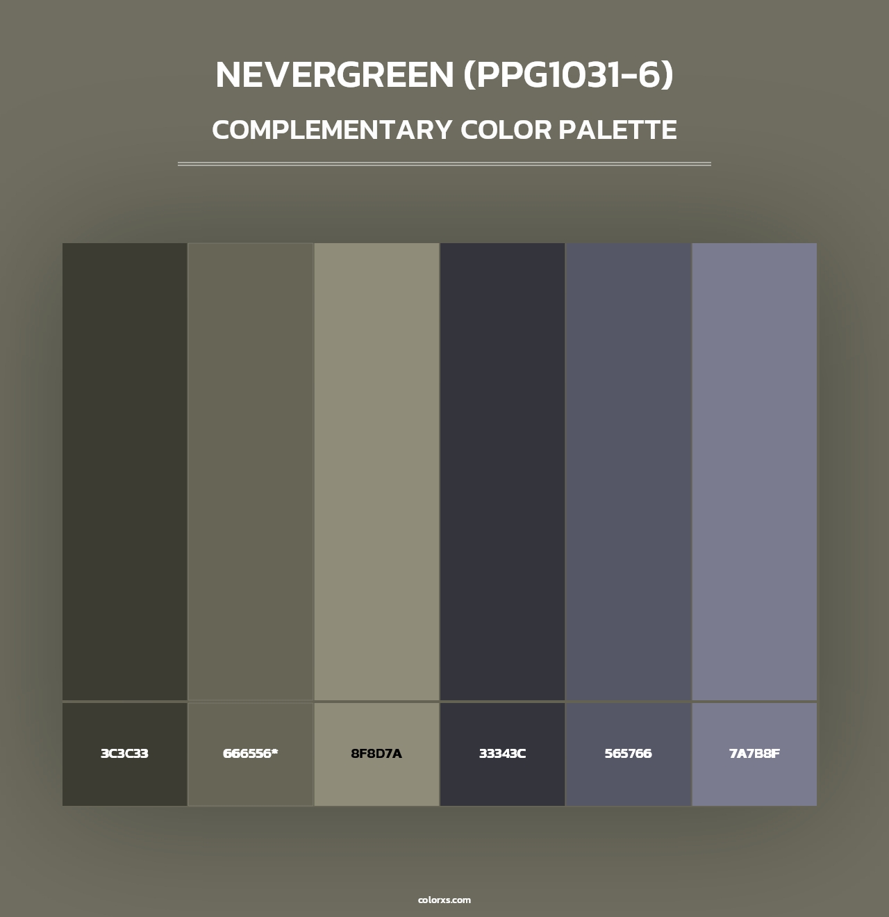 Nevergreen (PPG1031-6) - Complementary Color Palette