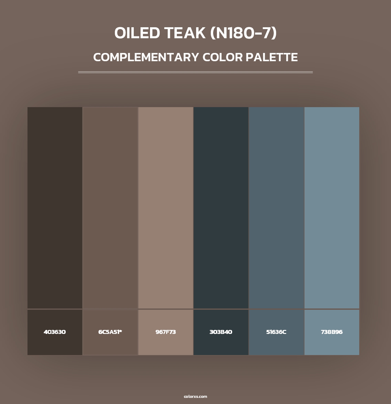 Oiled Teak (N180-7) - Complementary Color Palette