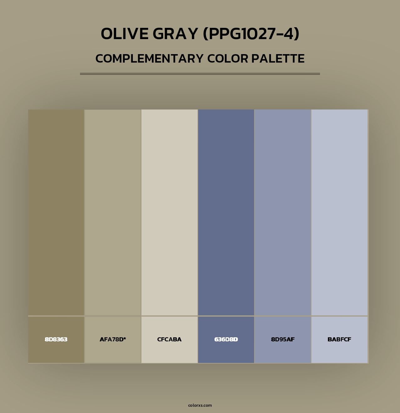 Olive Gray (PPG1027-4) - Complementary Color Palette