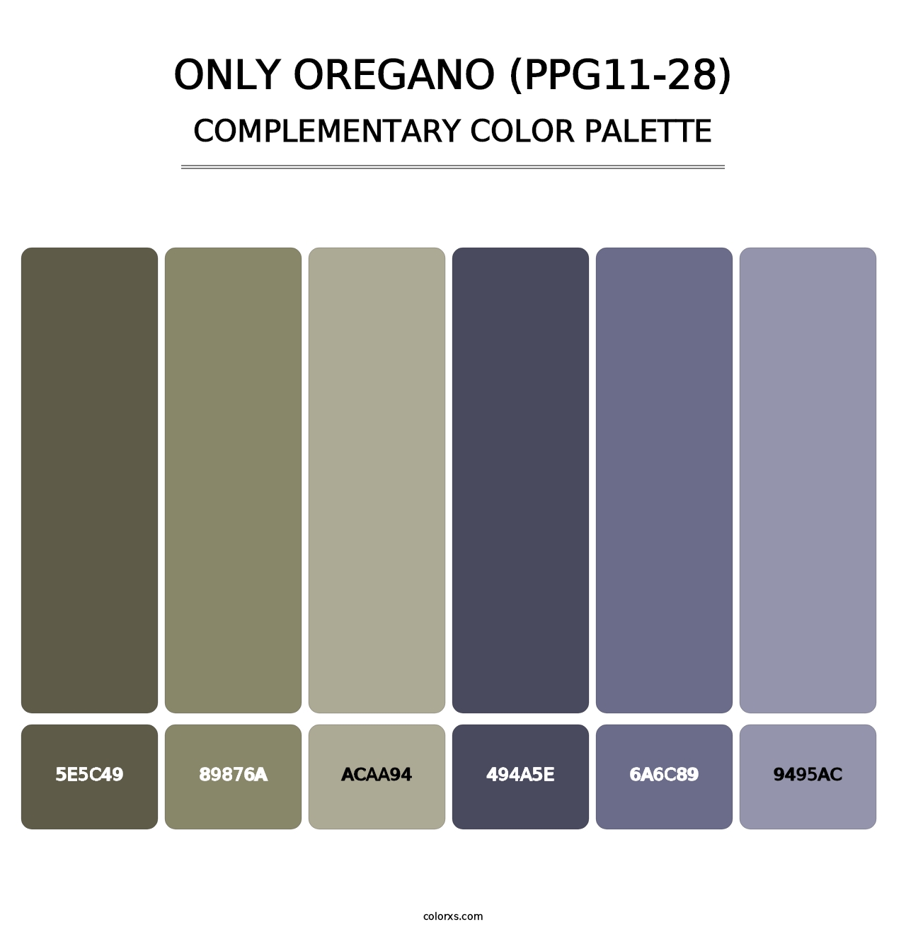 Only Oregano (PPG11-28) - Complementary Color Palette