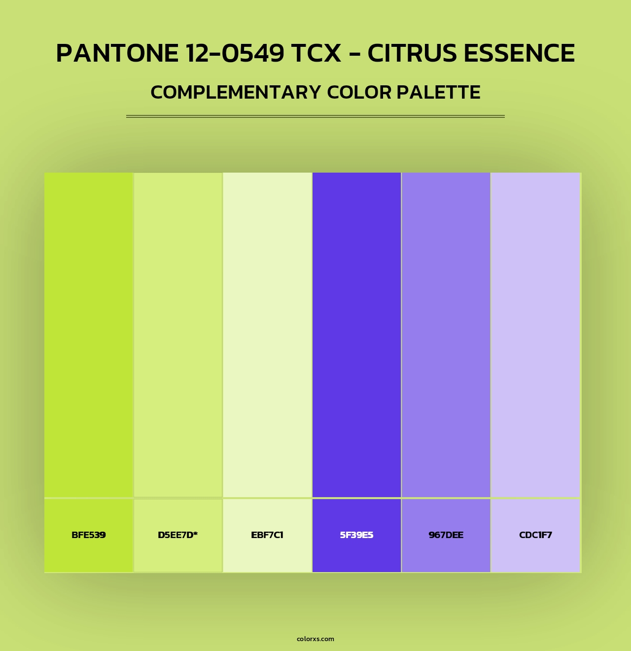 PANTONE 12-0549 TCX - Citrus Essence - Complementary Color Palette