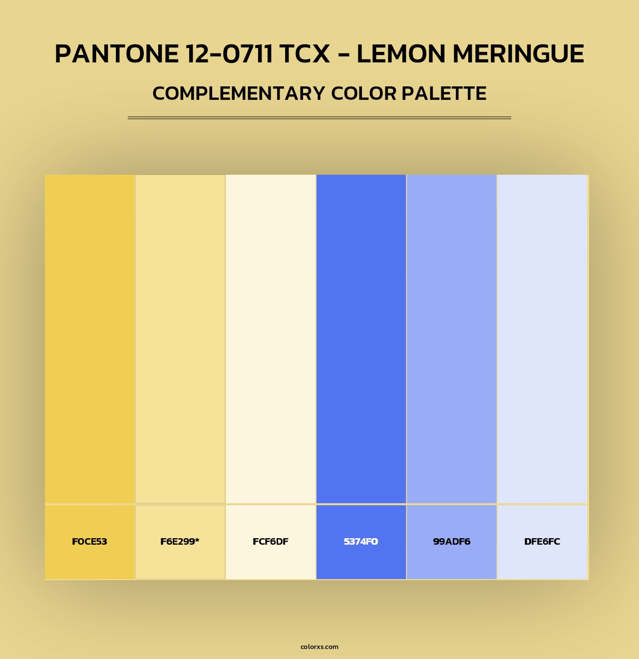 PANTONE 12-0711 TCX - Lemon Meringue - Complementary Color Palette