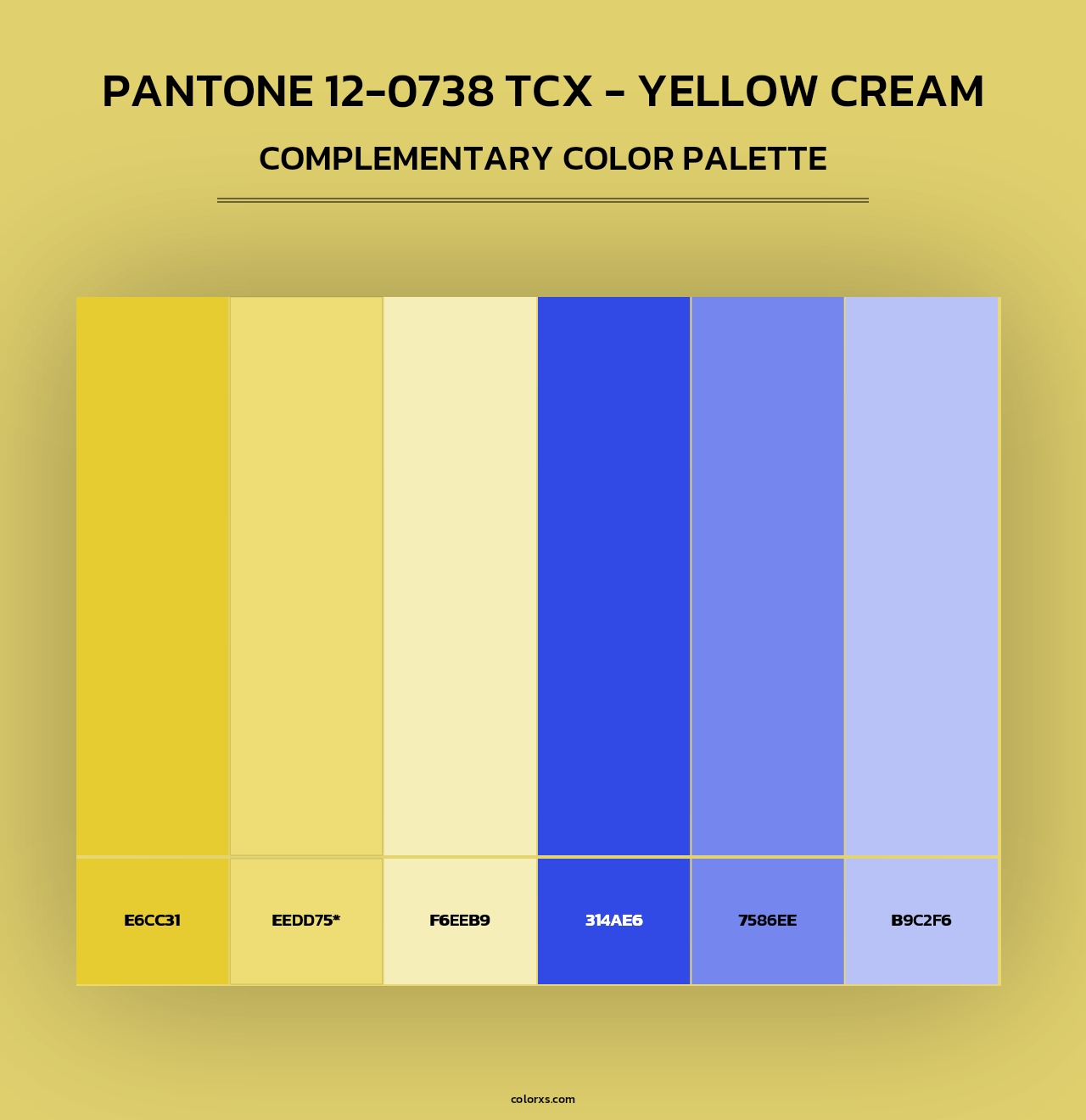 PANTONE 12-0738 TCX - Yellow Cream - Complementary Color Palette