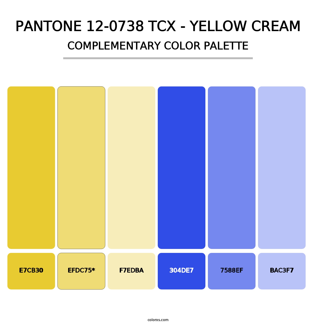 PANTONE 12-0738 TCX - Yellow Cream - Complementary Color Palette