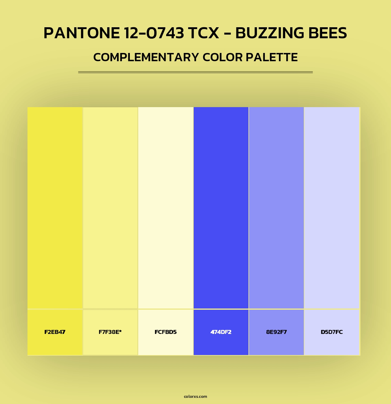 PANTONE 12-0743 TCX - Buzzing Bees - Complementary Color Palette