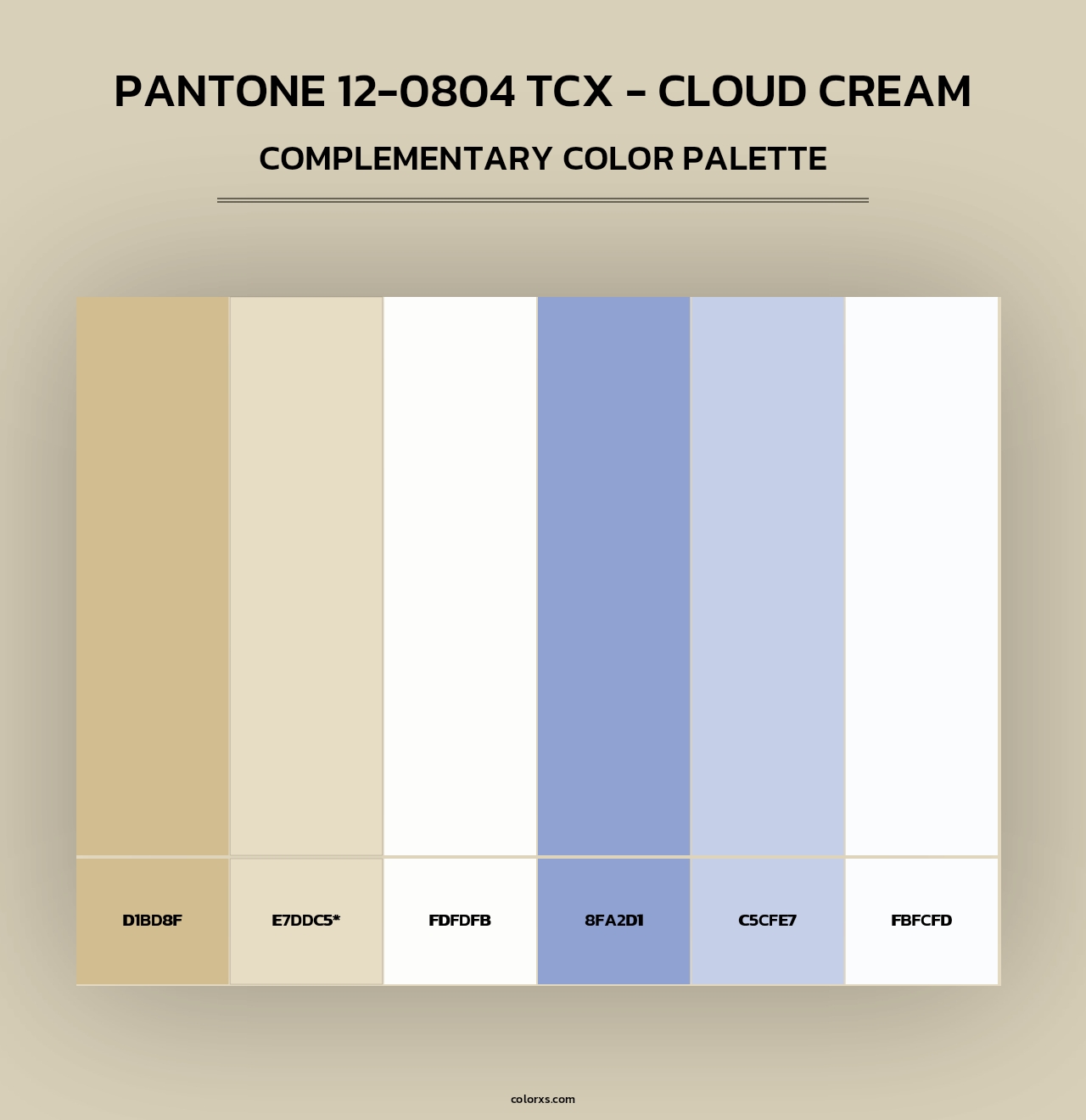 PANTONE 12-0804 TCX - Cloud Cream - Complementary Color Palette