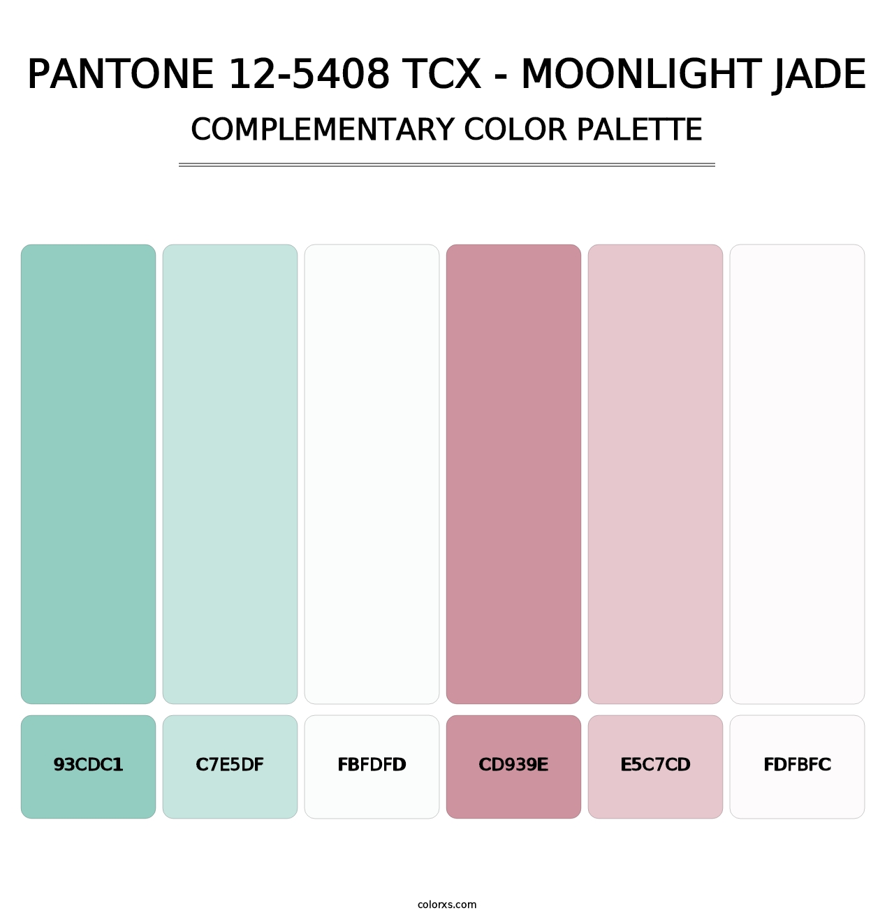 PANTONE 12-5408 TCX - Moonlight Jade - Complementary Color Palette