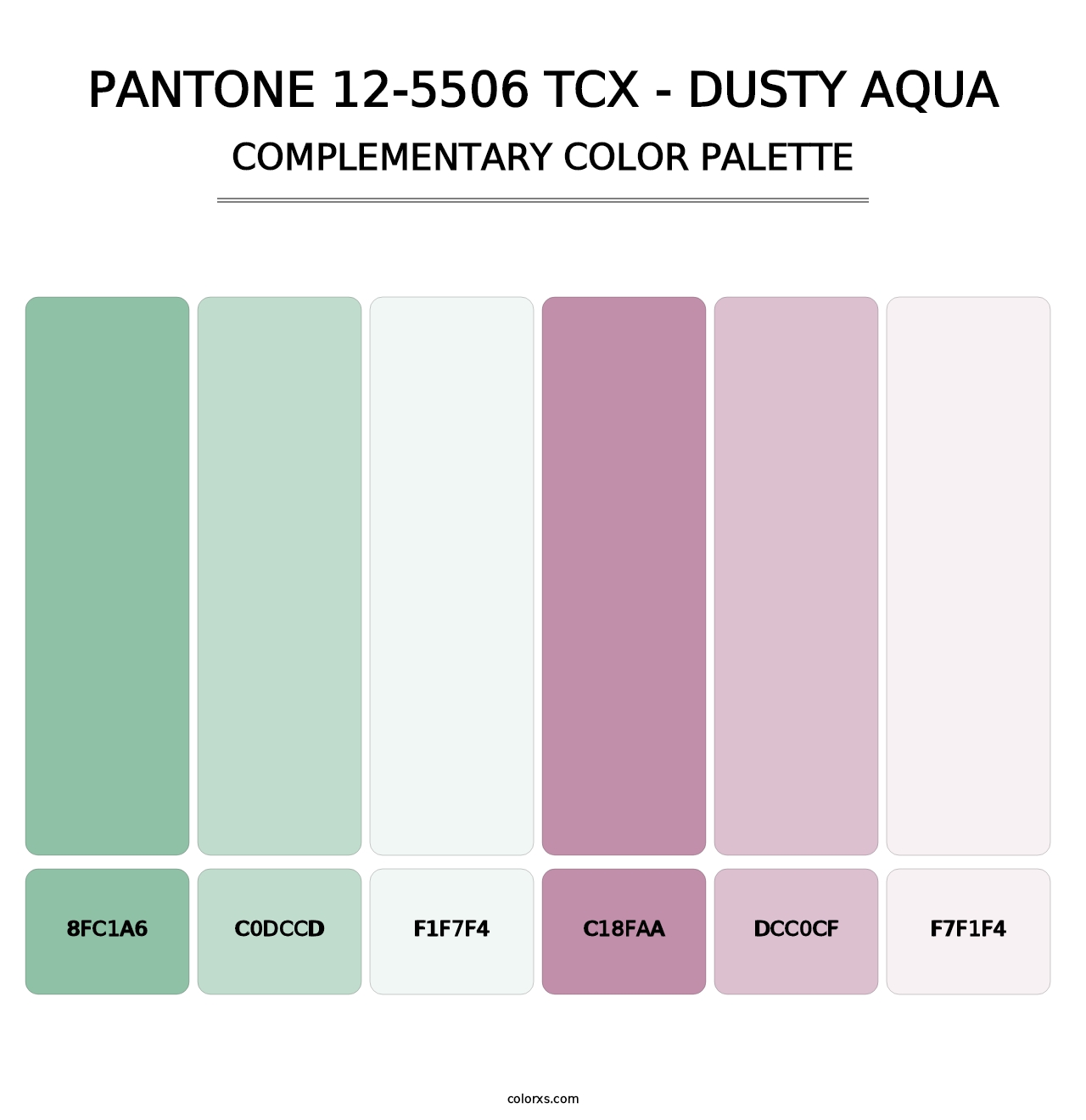 PANTONE 12-5506 TCX - Dusty Aqua - Complementary Color Palette