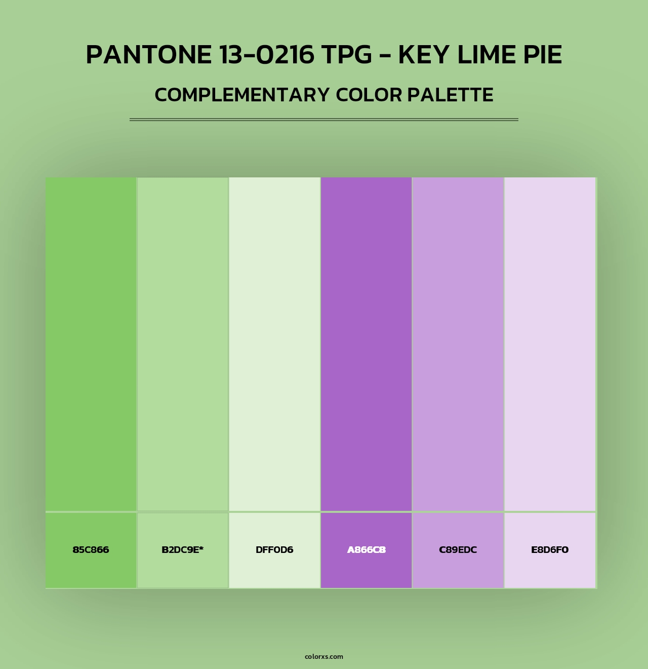 Pantone 13-0216 TPG - Key Lime Pie - Complementary Color Palette