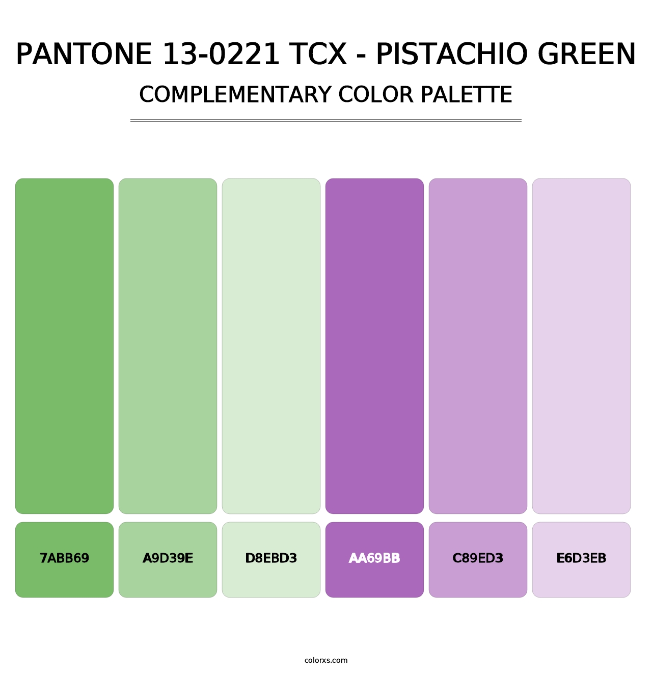 PANTONE 13-0221 TCX - Pistachio Green - Complementary Color Palette