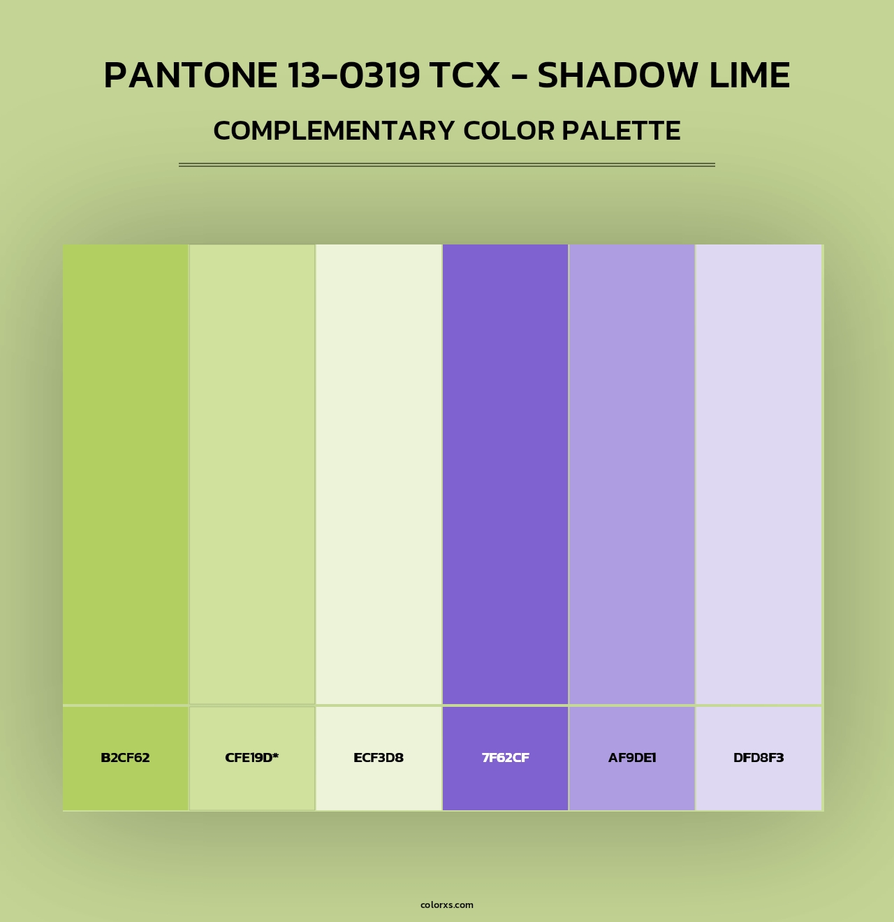 PANTONE 13-0319 TCX - Shadow Lime - Complementary Color Palette