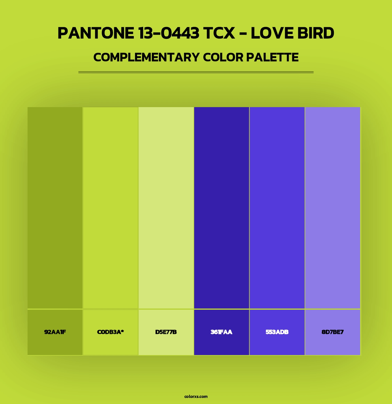 PANTONE 13-0443 TCX - Love Bird - Complementary Color Palette