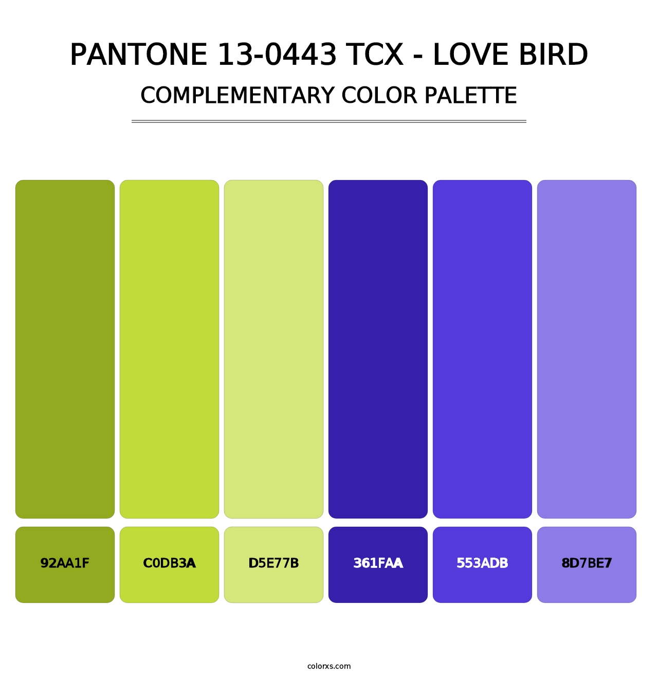 PANTONE 13-0443 TCX - Love Bird - Complementary Color Palette