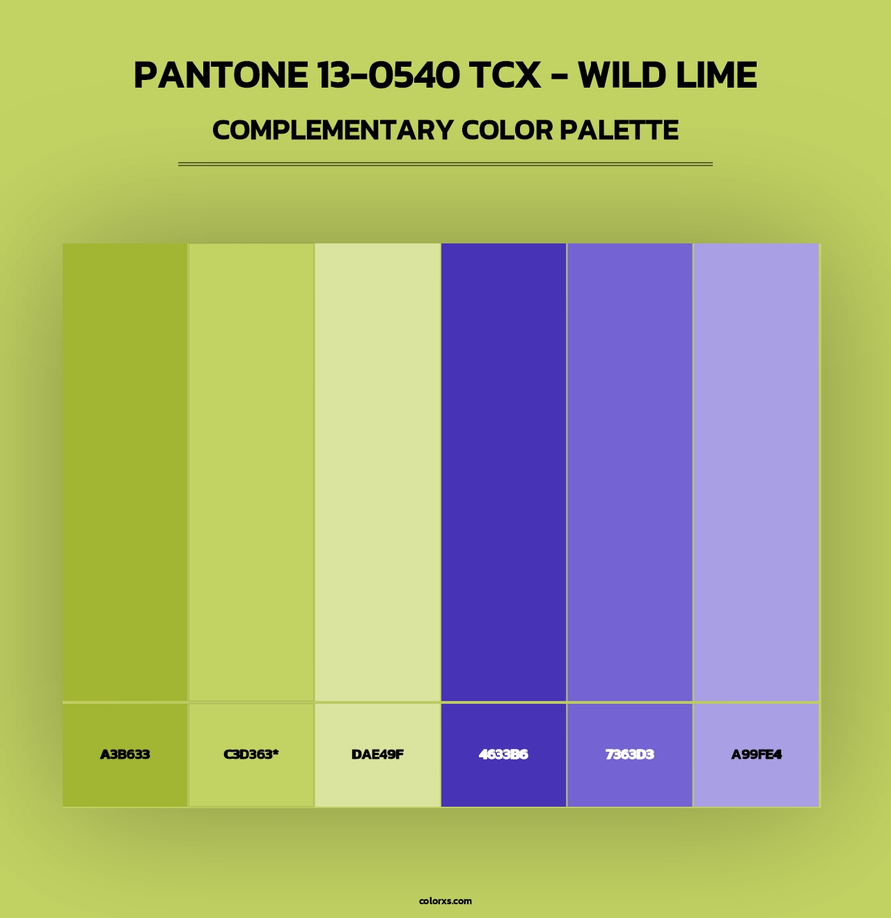 PANTONE 13-0540 TCX - Wild Lime - Complementary Color Palette