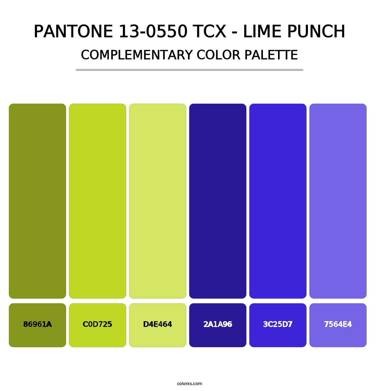 PANTONE 13-0550 TCX - Lime Punch - Complementary Color Palette