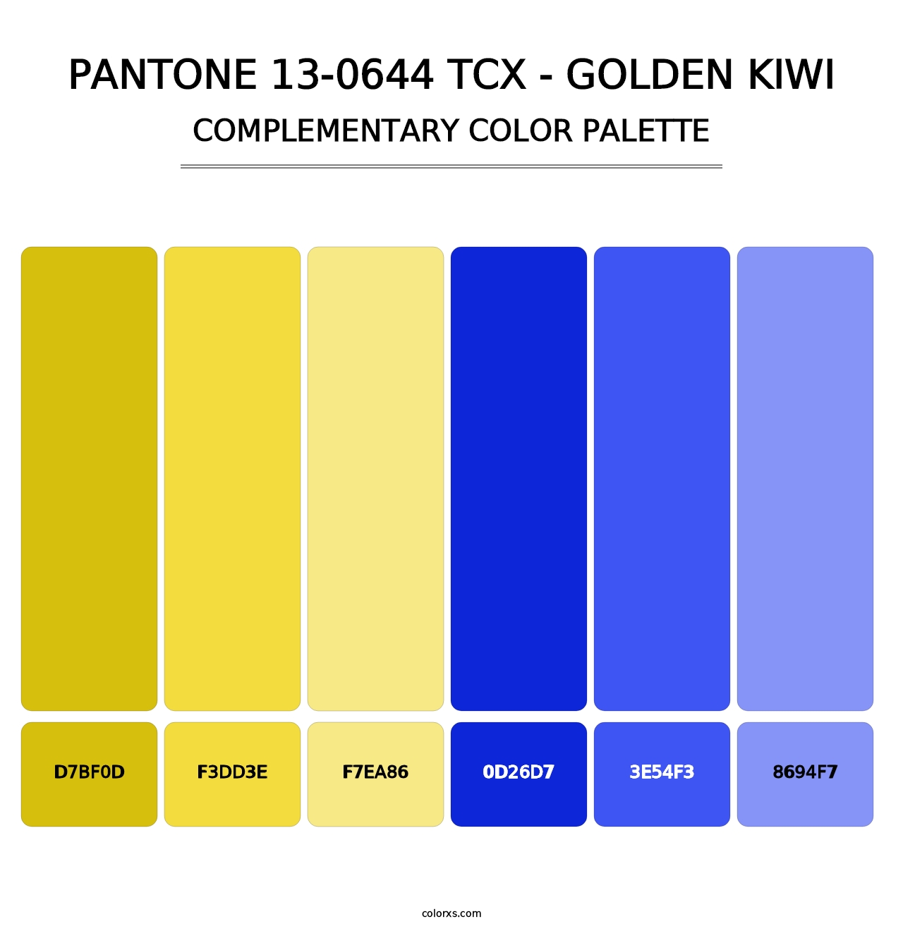 PANTONE 13-0644 TCX - Golden Kiwi - Complementary Color Palette