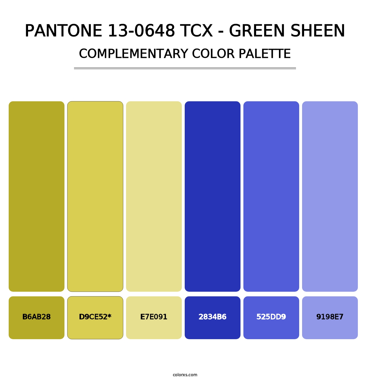 PANTONE 13-0648 TCX - Green Sheen - Complementary Color Palette