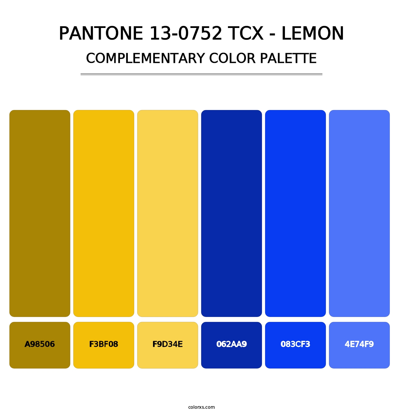 PANTONE 13-0752 TCX - Lemon - Complementary Color Palette