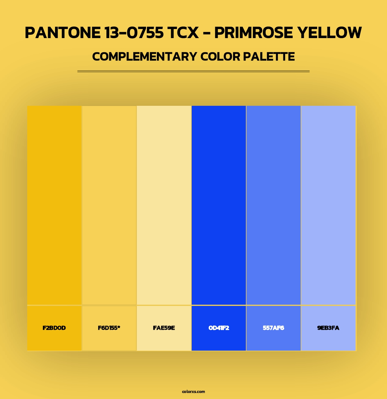 PANTONE 13-0755 TCX - Primrose Yellow - Complementary Color Palette