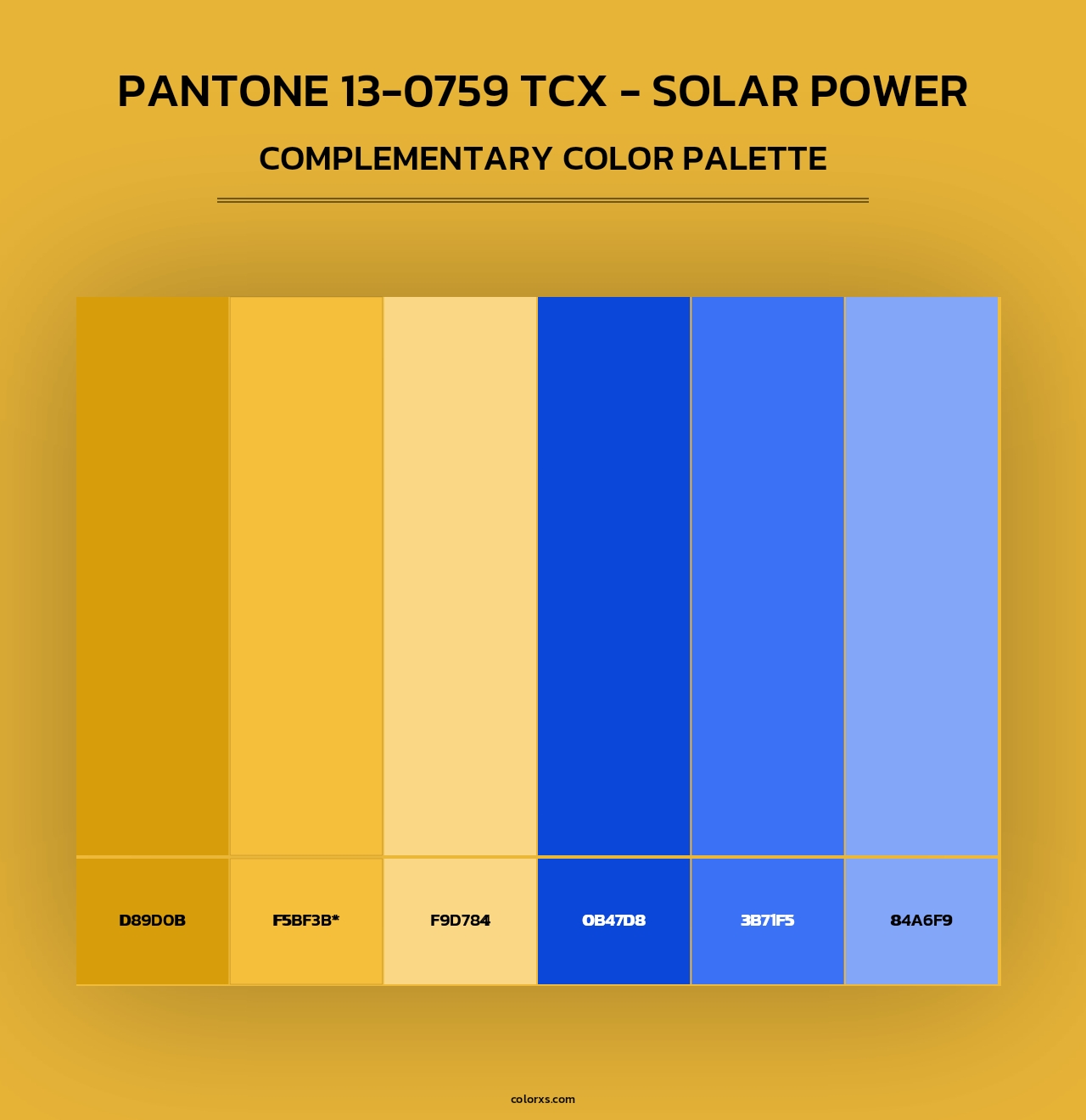 PANTONE 13-0759 TCX - Solar Power - Complementary Color Palette