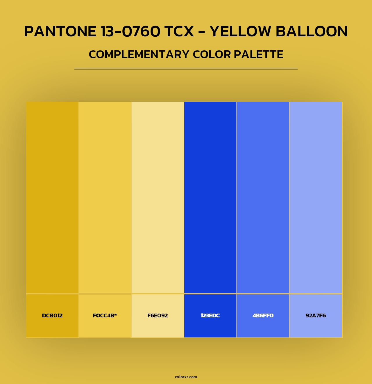 PANTONE 13-0760 TCX - Yellow Balloon - Complementary Color Palette