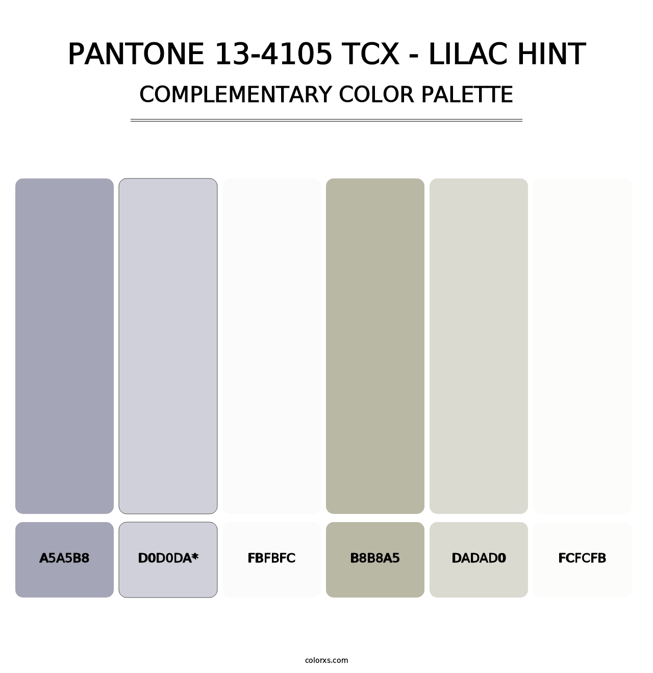 PANTONE 13-4105 TCX - Lilac Hint - Complementary Color Palette