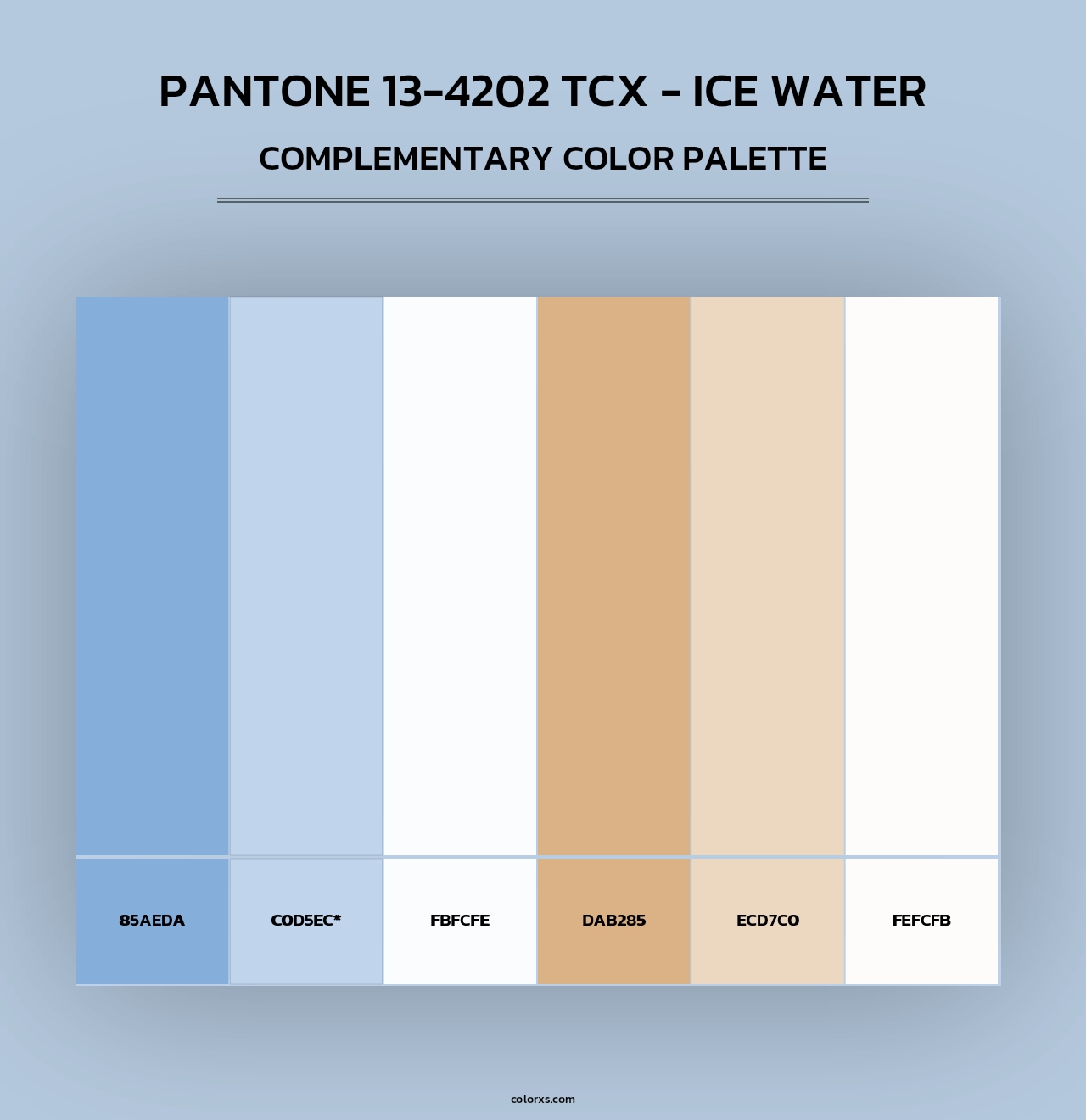 PANTONE 13-4202 TCX - Ice Water - Complementary Color Palette