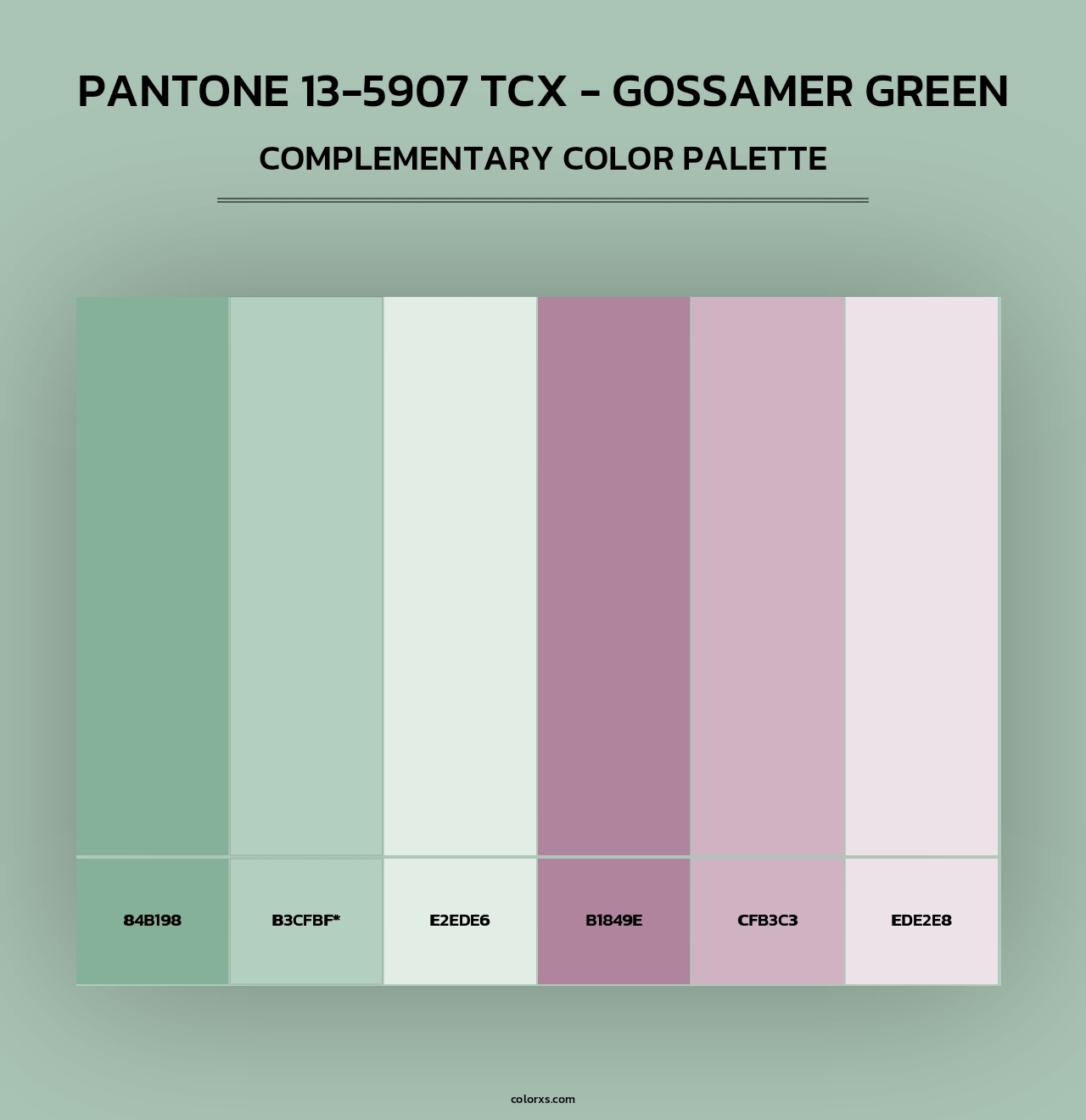 PANTONE 13-5907 TCX - Gossamer Green - Complementary Color Palette