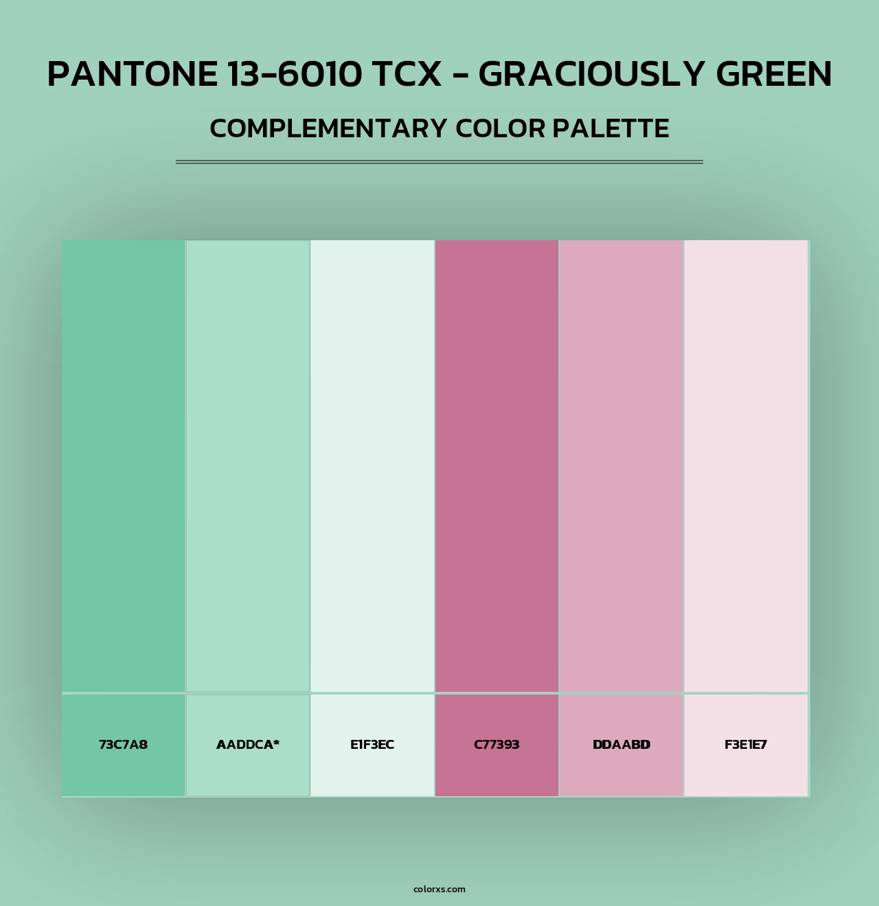PANTONE 13-6010 TCX - Graciously Green - Complementary Color Palette