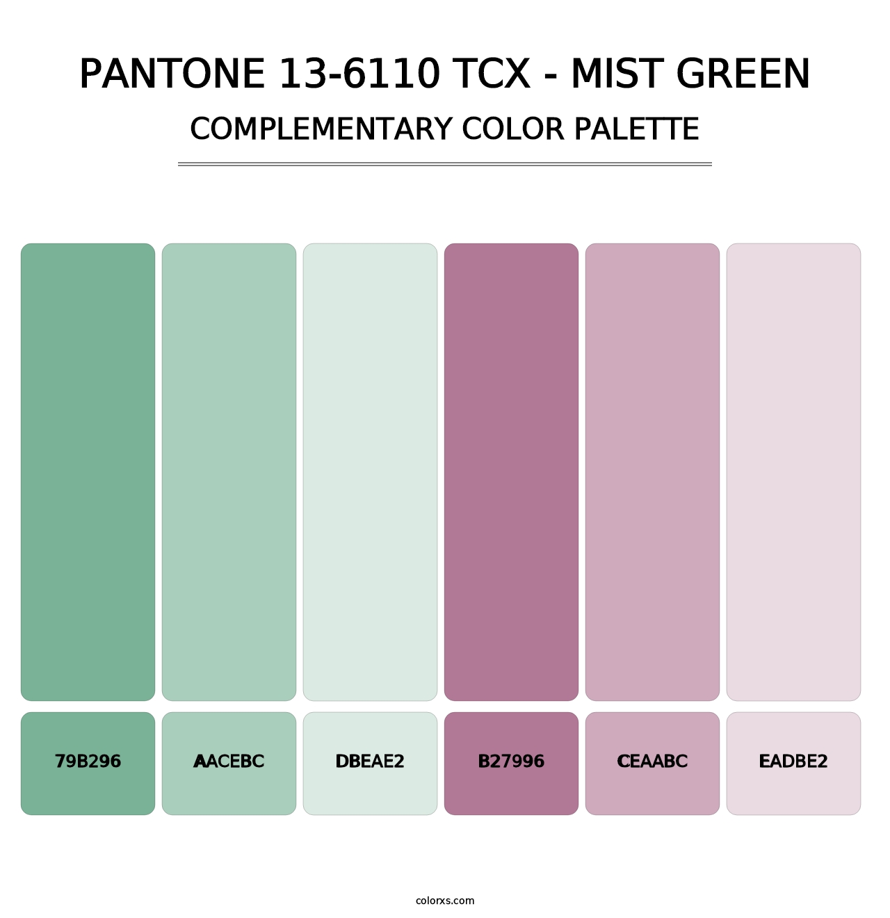 PANTONE 13-6110 TCX - Mist Green - Complementary Color Palette