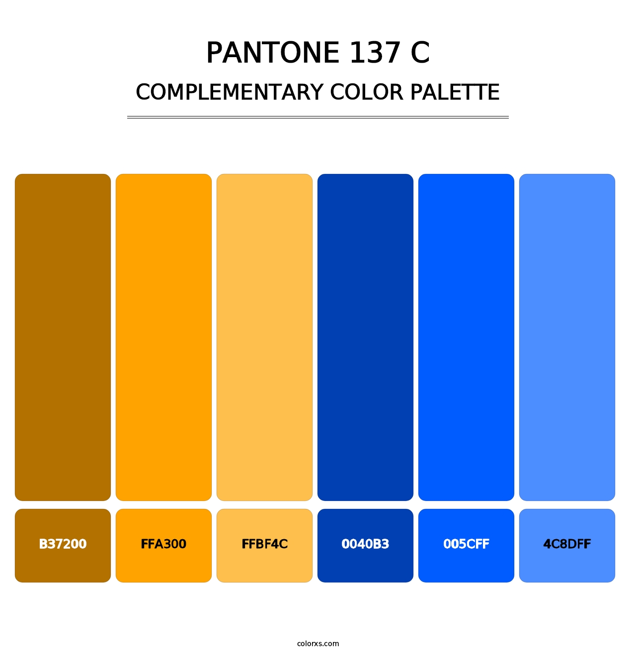 PANTONE 137 C - Complementary Color Palette