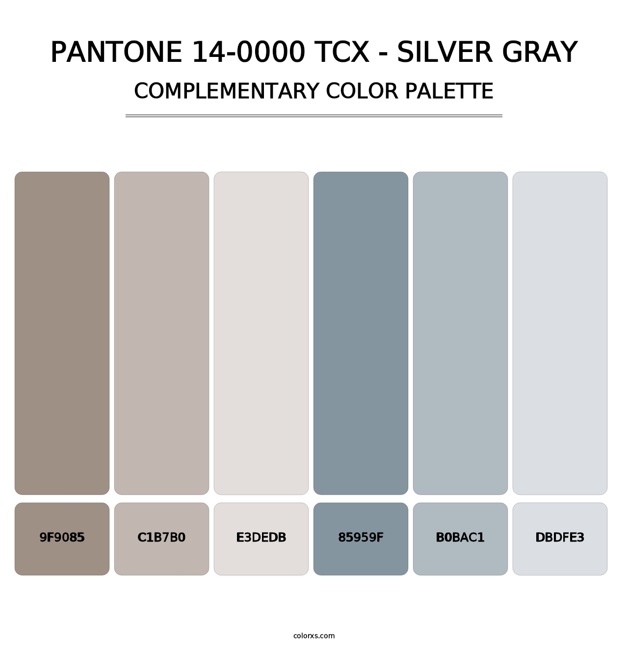 PANTONE 14-0000 TCX - Silver Gray - Complementary Color Palette
