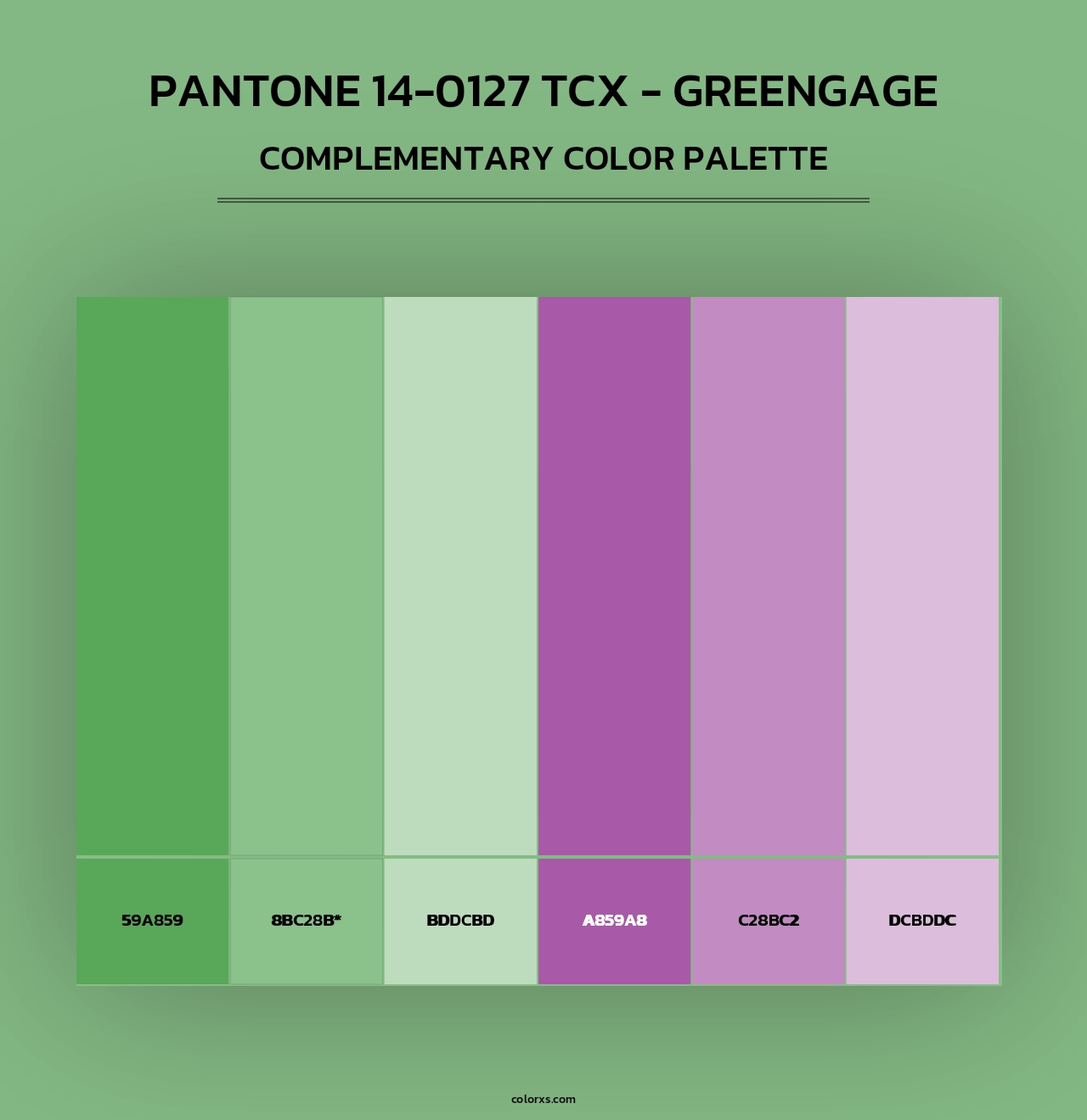 PANTONE 14-0127 TCX - Greengage - Complementary Color Palette