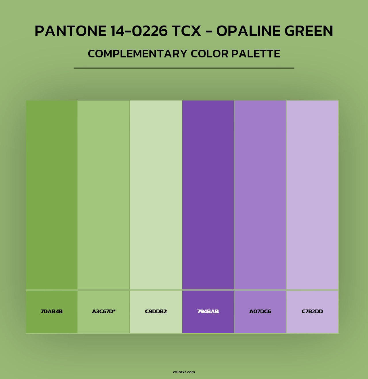 PANTONE 14-0226 TCX - Opaline Green - Complementary Color Palette
